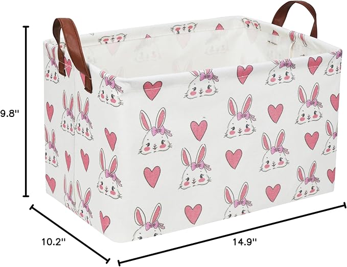 Essme Rabbit Rectangular Collapsible Storage Basket, Kids Toy Organizer, Shelf Basket, Easter Gift (Rabbit)