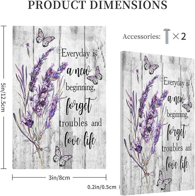 Decorative Light Switch Plate Covers Lavender Flower Purple Floral Butterfly on Plank Inspirational quotation 1 Gang No Device Single Blank Outlet Covers Wall Plate Light Switch Cover Plate
