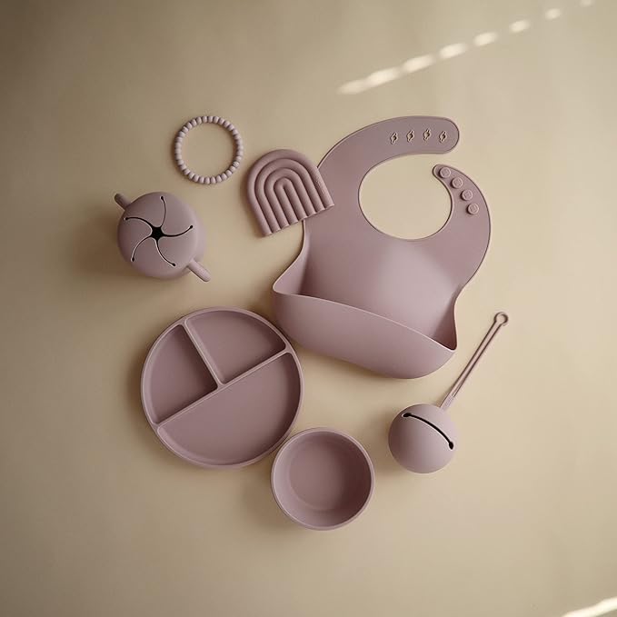 mushie Silicone Snack Cup | Spill Proof Food Container for Toddler and Baby (Soft Lilac)
