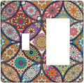 Boho Floral Pretty Colorful Mandala Flowers Outlet Covers 1 Toggle 1 Rocker Combination Decorative Wall Plate Electrical Switch Plates Light Switch Cover Plate for Bedroom Living Room Decor