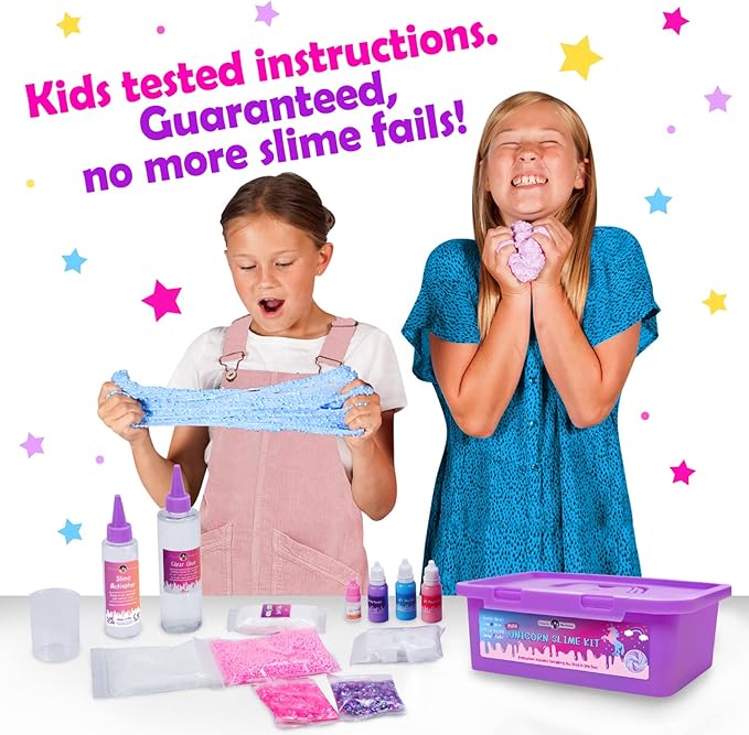 Original Stationery Mini Unicorn Slime Kit - Multicolor, One Size, Ages 7-12 - DIY Unicorn Slime Kit for Girls & Boys with Clay, Foam Balls & Glitter - Kids Crafts & Toys, Magical Gifts
