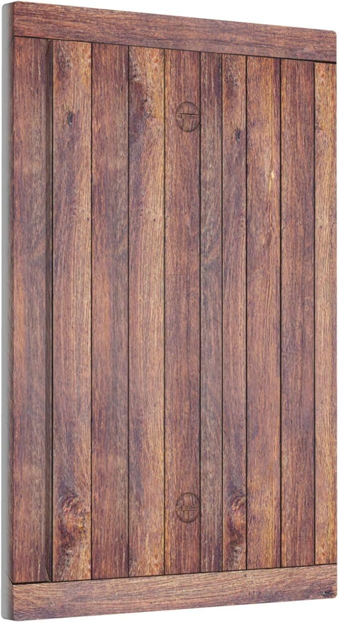 Decorative Blank Wall Plate with Wood Texture Rustic Vertical Planks Brown Design Single Gang No Device Outlet Covers 1 Gang Light Switch Covers for Vintage Aesthetic Kitchen/Bedroom Decor
