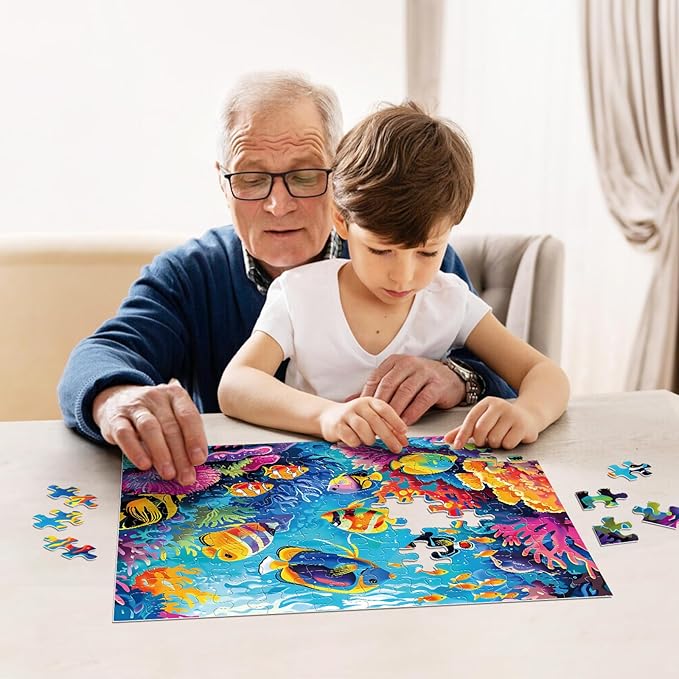 Jeacirio 4 Pack 100 Piece Puzzles for Kids Ages 4-6 - Jigsaw Puzzles for Kids Ages 6-8 8-10 100 Piece Jigsaw Puzzle for Adults Toddler Children Learning Educational Puzzles Toys Gifts for Girls Boys
