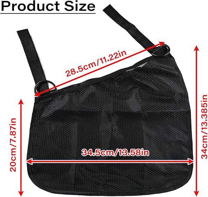 LiXiongBao 2 Pcs Side Sling Stroller Cargo Net,Universal Stroller Organizer Attachment Bag for Storage,Non-Slip and Adjustable Straps Portable Side Sling Storage Mesh Organizer(Black)