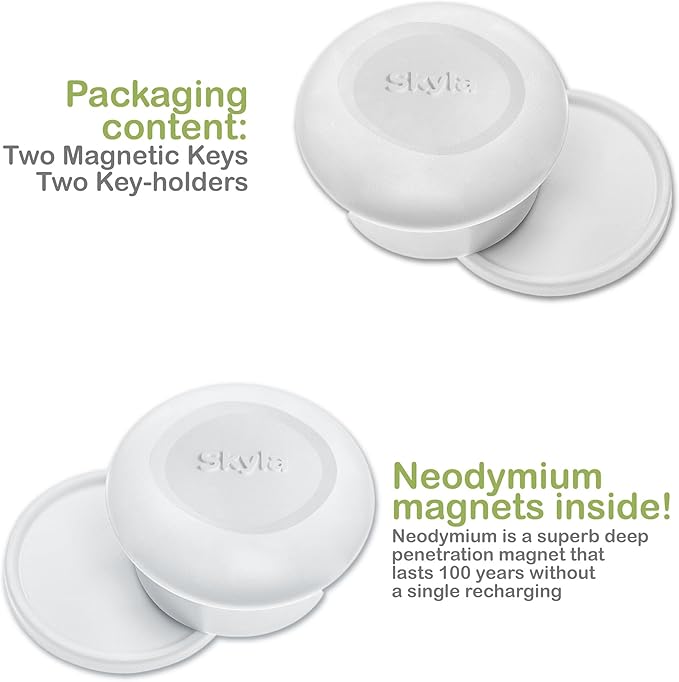 SKYLA HOMES Magnetic Cabinet Locks Baby Proofing Child Safety - The Safest Quickest and Easiest Multi-Purpose 3M Adhesive Child Proof Latches, No Screws or Tools Needed (2 Pack)