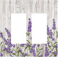 Purple Lavender Rustic Wooden Flowers Floral Plant Decorative Outlet Covers 2 Gang Double GFCI Rocker Electrical Wall Panels Light Switch Cover Plate for Farmhouse Living Room Decor