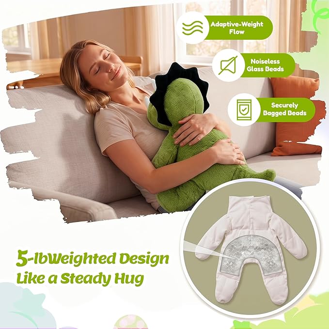 BRICHOEE 5lbs Weighted Triceratops Stuffed Animals, 20'' Weighted Comfort Sensory Soothing Dinosaur Plush Toy, Cuddling Calming Cuddle Companion Gifts for Adults & Kids