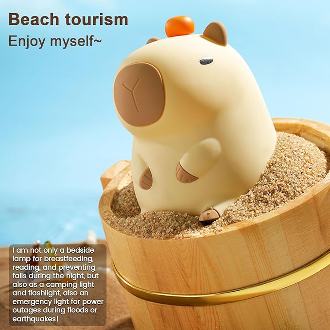 YR YRHH-PET Orange Capybara Cute Night Light, LED Squishy Novelty Capybara Lamp, Food Grade Silicone Dimmable Nightlight, Boys Girls Funny Capybara Light, Light Up Capybara Gifts, Room College Décor