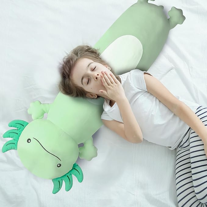 Dalmao 36" Giant Green Axolotl Stuffed Animal, Cute Soft Long Axolotl Plush Large Body Pillow Big Squishy Plushies Toy, Gift for Kids, Boys, Birthdays