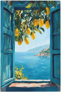 Window View Coastal Lemon Tree Mediterranean Landscape Light Switch Cover Plate 1 Gang No Device Blank Electrical Wall Plates Faceplate Decorative Switch Plate Covers for Bedroom Living Room Decor