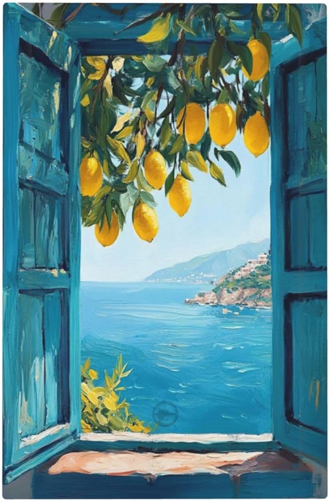 Window View Coastal Lemon Tree Mediterranean Landscape Light Switch Cover Plate 1 Gang No Device Blank Electrical Wall Plates Faceplate Decorative Switch Plate Covers for Bedroom Living Room Decor