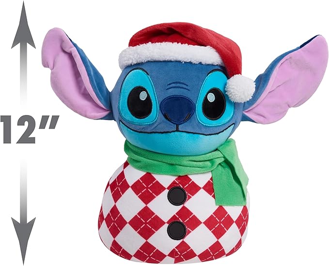 Stitch 12-inch Weighted Snowman Plush Stuffed Animal, Lilo and Stitch, Super Soft Fabric, Kids Toys for Ages 3 Up by Just Play