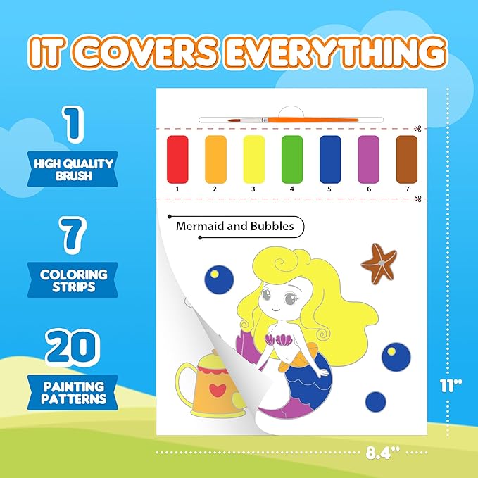 YPLUS Paint with Water Books for Toddlers, Art Craft Toys Watercolor Painting Paper, Gift for Kids Ages 1-3, 2-4, 4-6, Drawing with Brush - Traffic