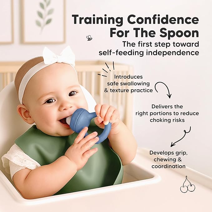 KeaBabies Baby Fruit Feeder 2pk - Silicone Baby Food Feeder for Babies 6-12 Months, Breast Milk Popsicle Teether, Weaning, Pacifier, Freeze Frozen Solid Food, Infant Feeding Essential (Maritime)