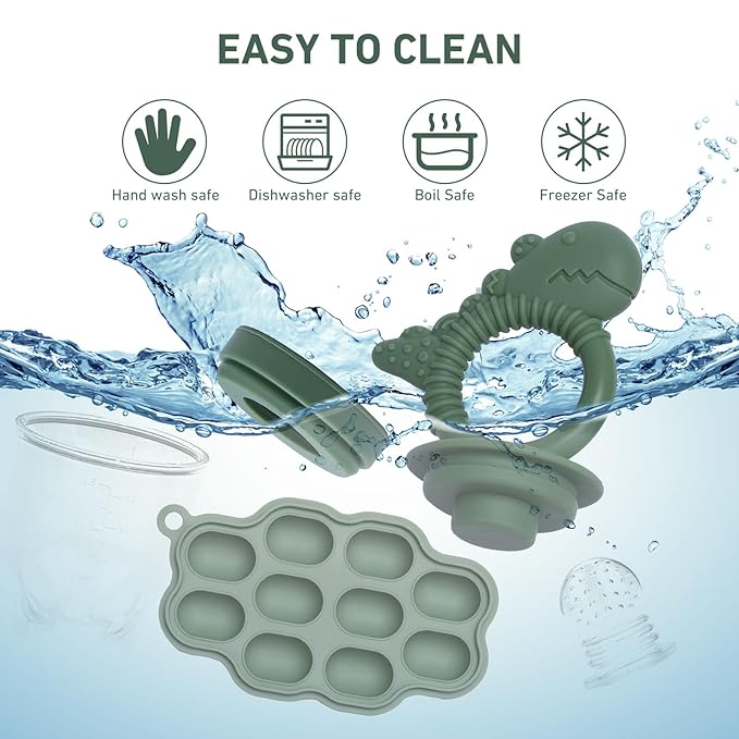 Baby Breastmilk Popsicle Molds & Fruit Feeder Pacifier, Silicone Baby Food Freezer Tray Storage Containers for Infant Teething Self Feeding