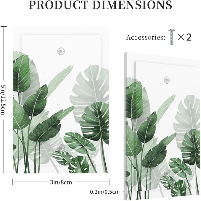 Light Switch Cover Plate Boho Tropical Plant Natural Palm Leaf 1 Gang No Device Blank Electrical Wall Plates Faceplate Decorative Switch Plate For Bed Room Living Room Decor