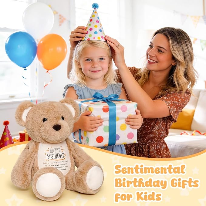 15" Birthday Teddy Bear with Inspirational Message – Soft Plush Keepsake for 18th, 21st Birthday Gifts for Daughter, Son, Friends & Grandkids