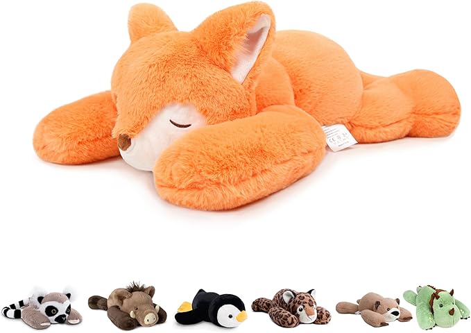 Niuniu Daddy Fox Weighted Stuffed Animals for Kids & Adults, 24" | 5lb Large Weighted Plushies Pillow for Sleeping and Calming, Cute Lying Plush Toy Huggable Gift for Everyday Comfort