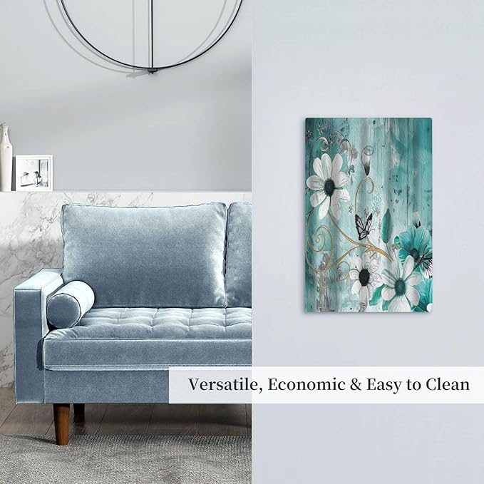 Decorative Switch Plate Covers Turquoise Flowers and Butterflies Rustic Teal White Floral 1 Gang No Device Light Switch Cover Plate Blank Wall Plate Cover Switchplate Electrical Faceplate