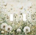 Light Switch Cover Plate Watercolor Butterflies Dandelions Wildflowers 2 Gang Double Toggle Decorative Switch Plates Wall Plates Electrical Faceplate for Bathroom Bedroom Decor