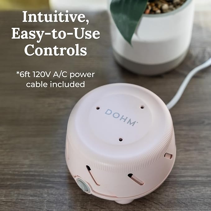 Yogasleep Dohm Uno White Noise Sound Machine, Real Fan Inside for Non-Looping White Noise, Sleep Aid, Office Privacy & Meditation for Adults & Baby, Registry Gift (Pink)