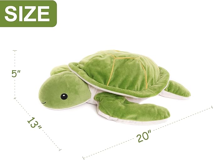 WEIGEDU Weighted Sea Turtle Plush Toy - 20 Inches, 2.3 lbs, Soft & Removable Weight for Kids and Adults - Embroidered Eyes, Comfort