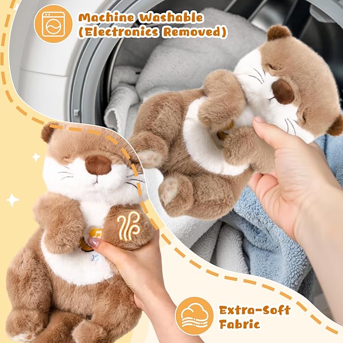 Baby Comfort Otter Breathing Stuffed Animal Buddy-Fur Real Pets Plush Sound Machine with Music, Warm Lights, Peaceful Moments for Kids & Adult | Peluche Que Respira
