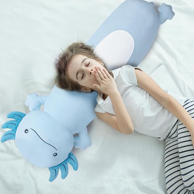 Dalmao 22 inch Cute Giant Blue Axolotl Plush Soft Body Pillow, Large Axolotl Stuffed Animals Toy, Squishy Plushies Gifts for Kids Boys Girls Birthday
