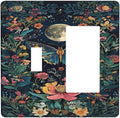 Outlet Covers Bohemian Moon Butterfly Floral 1 Toggle 1 Rocker Combo Light Switch Cover Plate Decorative Switch Plate Covers Electrical Wall Plate for Bedroom Cabin Decor