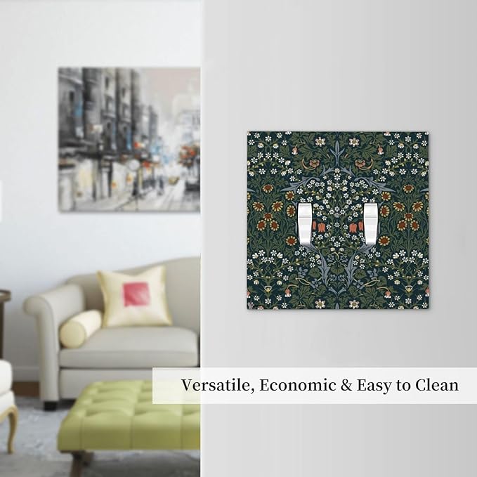 Decorative Switch Plates Colorful Floral Boho Flower Plant Leaf 2 Gang Double Toggle Outlet Light Switch Cover Wall Plate Electrical Faceplate For Bed Room Living Room Decor