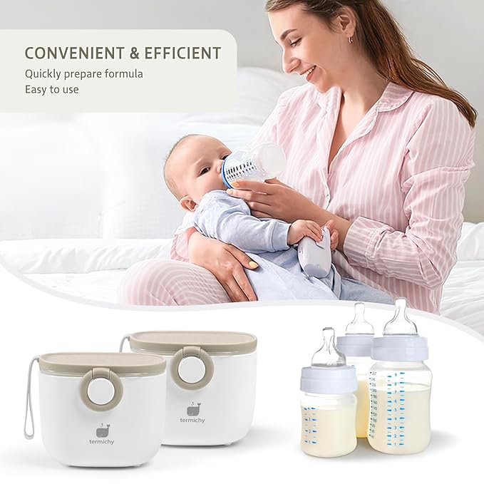 Termichy Baby Formula Dispenser, Portable Formula Dispenser Container with Scoop and Carry Handle for Travel Outdoor Activities for Baby Infant, 500ml 2Pack