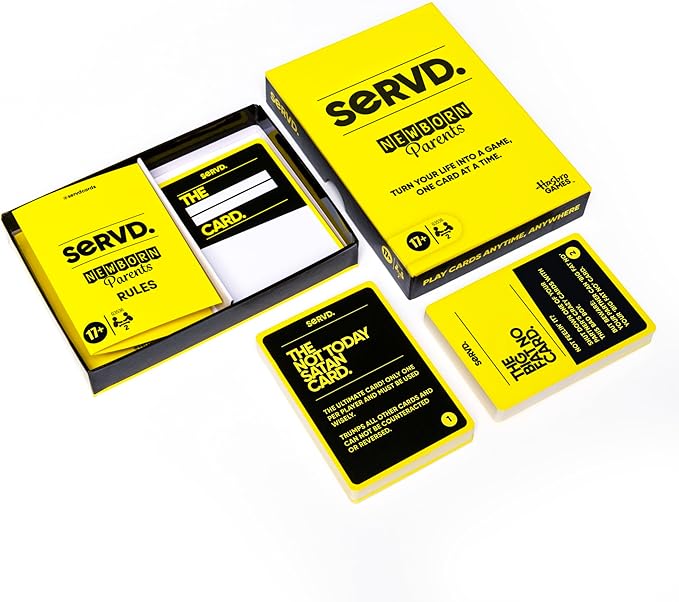 Hasbro SERVD Newborn Parents Edition Game – Hilarious Real-Life Couples Card Game for Infant and New Parents, First Birthdays – Ages 17+