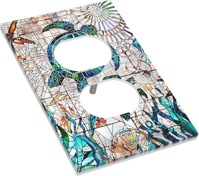 Nautical Green/Blue Sea Ocean Turtles 1 Gang Duplex Wall Plate Receptacle Outlet Covers Beach Summer Marine Starfish Animals Decorative Electrical Dual Device Light Switch Plug Socket Faceplate Cover