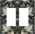 Decorative Outlet Covers William Morris Vintage Floral Plants And Birds 2 Gang Double GFCI Rocker Electrical Wall Panels Light Switch Cover Plate for Bedroom Home Decor