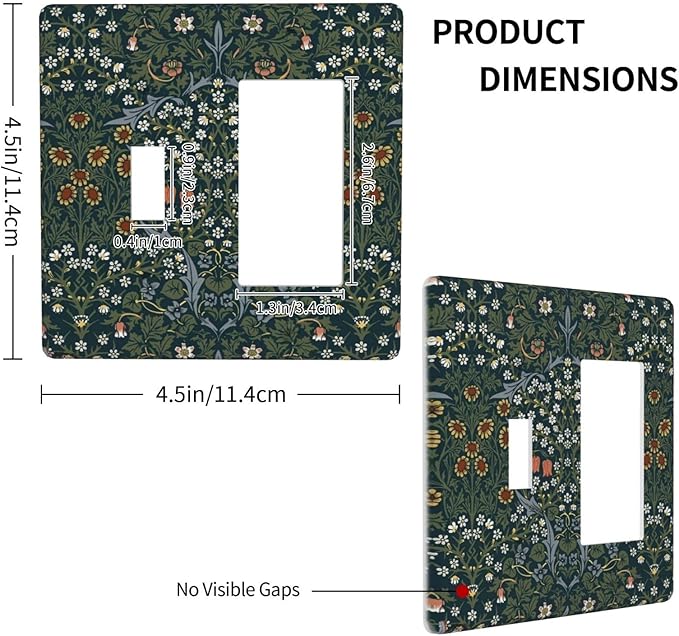 Outlet Covers Colorful Floral Boho Flower Plant Leaf 1 Toggle 1 Rocker Combination Decorative Wall Plate Electrical Switch Plates Light Switch Cover Plate For Bed Room Living Room Decor