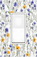 Decorative Outlet Covers Floral Colorful Green Leaf Wildflower 1 Gang Single Rocker Light Switch Cover Plate Wall Plates Gfci Faceplate For Bed Room Living Room Decor