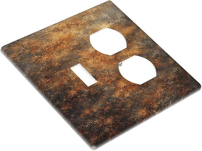 Decorative Outlet Covers Vintage Rust Pattern in Brown gold 2 Gang Light Switch Cover Plate Single Toggle Duplex Wall Plates for Electrical Outlets Switch Plate Covers for Home Decor