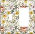 Multicolor Peony Daisy Vintage Floral Flower Outlet Covers 1 Toggle 1 Rocker Combination Decorative Wall Plate Electrical Switch Plates Light Switch Cover Plate for Bedroom Living Room Decor