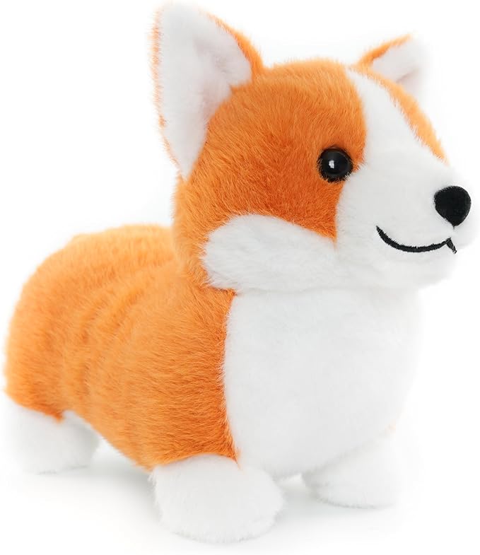 WEIGEDU Corgi Plush Toy, 12 Inch Cute Stuffed Animal, Soft Kawaii Dog Pillow, Realistic Welsh Corgi Puppy, Gifts for Kids and Dog Lovers, Orange and White