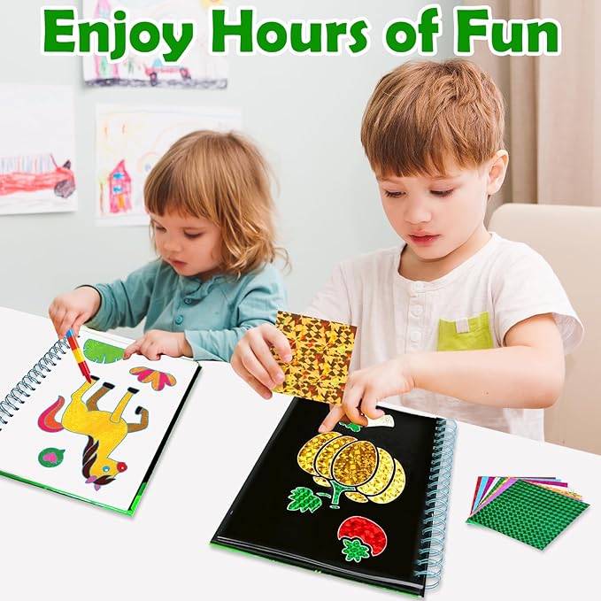FUNNYB&G Foil Art Crafts for Kids Ages 4-8: Mother's Day 2026, Birthday Gift for Kids, Art and Crafts Supplies, Party Favors, Creative Toys for Kids 4 5 6 7 8 9 Years Old(Farm)