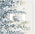 Decorative Switch Plate Cover with Green & Blue Watercolor Eucalyptus Botanical Foliage Design 2 Gang Wall Plate Unique Double Toggle Double Light Switch Covers for Contemporary Living Room