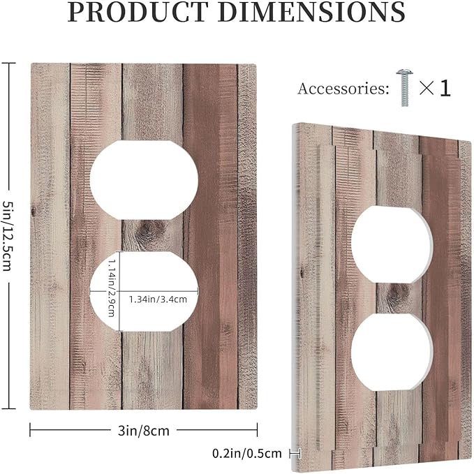 Outlet Covers Vintage Natural Wood Rustic Cinnamon 1 Gang Duplex Light Switch Cover Decorative Switch Plates Electrical Receptacle Faceplate Wall Plate For Farmhouse Cabin Decor
