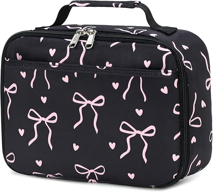 LOIDOU Lunch Box for Kids Boys Girls Insulated Lunch Bag Thermal Meal Tote Reusable Lunch Pail Bags for School Travel (Bow Tie Black)