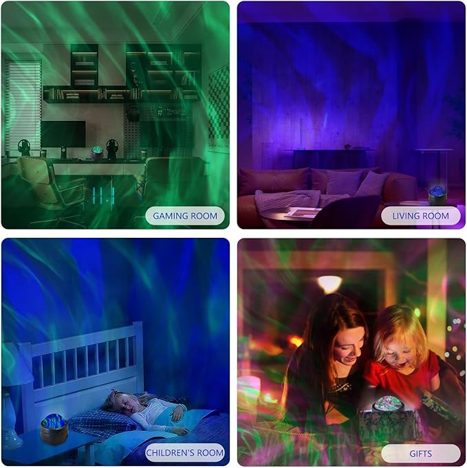 MAXROCK Projector Roating Night Lights for Bedroom Decor, Northern Light Projector, Romantic Muticolor Night Lighting Lamp, Creative Gifts