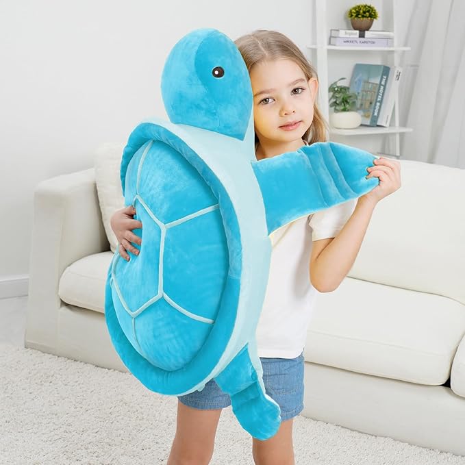 Dalmao 28'' Sea Turtle Stuffed Animals Giant Soft Toys, Large Ocean Blue Turtle Plush Body Pillow, Plushies Gifts for Kid Boys, Girls, Girlfriend, Birthday, Halloween, Christmas