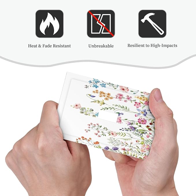 Boho Watercolor Wildflowers Floral Plants Flower Decorative Light Switch Cover 1 Gang Single Toggle Device Electrical Faceplate Switchplates Decorator Outlet Wall Plate for Bedroom Living Room Decor