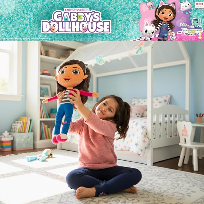 Franco DreamWorks Gabby's Dollhouse Kids Bedding Super Soft Plush Decorative Throw Cuddle Pillow, (Officially Licensed Product)