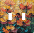 Decorative Art Light Switch Covers Color Flower Blaze 2 Gang Double Toggle Wall Plate Decorative Switchcover Electrical Switchplate for Home Decor