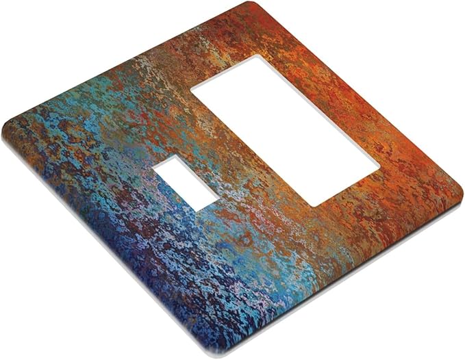 Decorative Outlet Covers Red Celestial Blue Rust Colorful Metal Rusty 2 Gang 1 Gang Wall Plate Cover Single Toggle Rocker Combination Light Switch Plate Covers Jumbo Switch Cover Plate