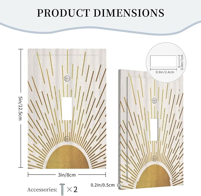 Decorative Switch Plate Covers Midcentury Golden Sun Minimalism Sunrise 1 Gang Wall Plate Single Toggle Light Switch Cover Plate Jumbo Electrical Switchplate Receptacle Faceplate